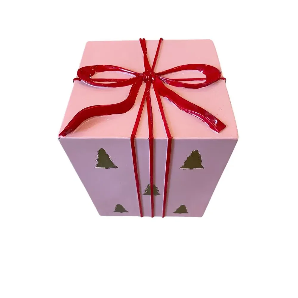 34th & Pine Pink Christmas Present Red Bow Outdoor Safe Holiday Decor New